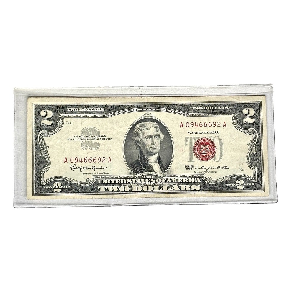 US Mint‎ 1963 Series 2 Dollar Bill Red Seal Thomas Jefferson Good Vintage Note